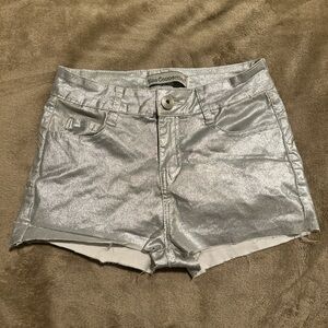 Silver Metallic Women Shorts
